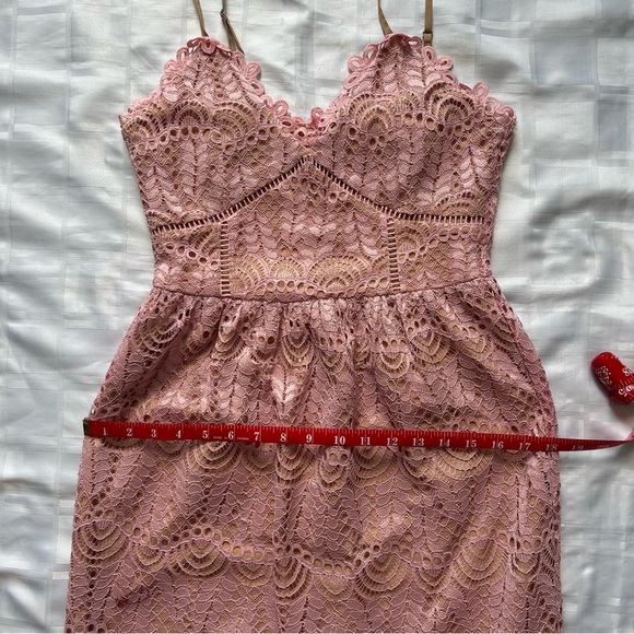Current Air (Anthropologie) Pink Lace Overlay Midi Dress - Picture 7 of 16